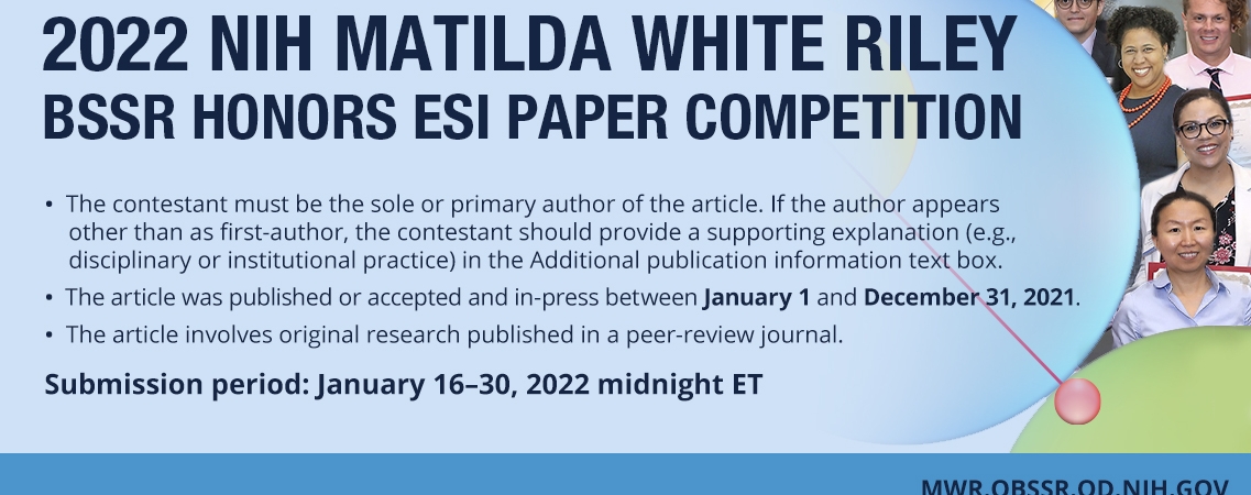 NIH OBSSR Matilda White Riley Early Stage Investigator Paper Competition